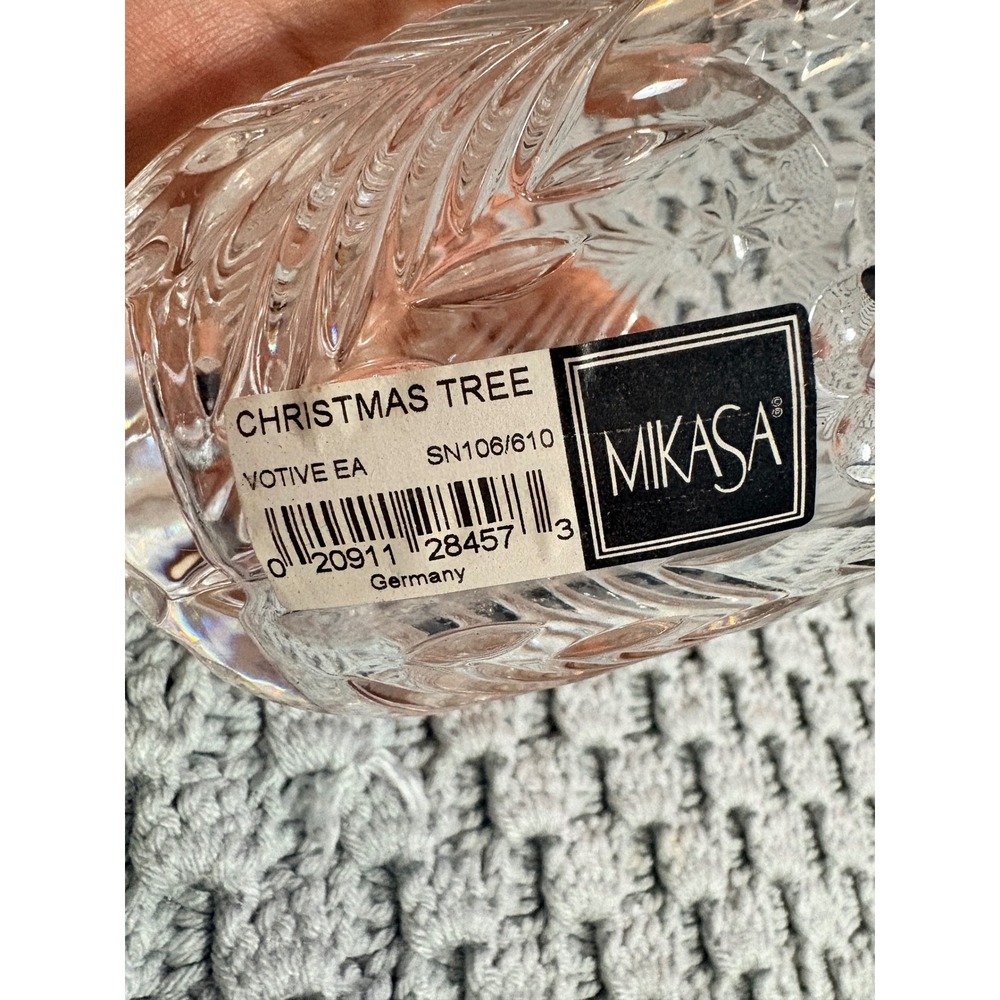 Mikasa Christmas‎ Tree Crystal Votive Candle Holder Germany SN106/610 Clear 4in